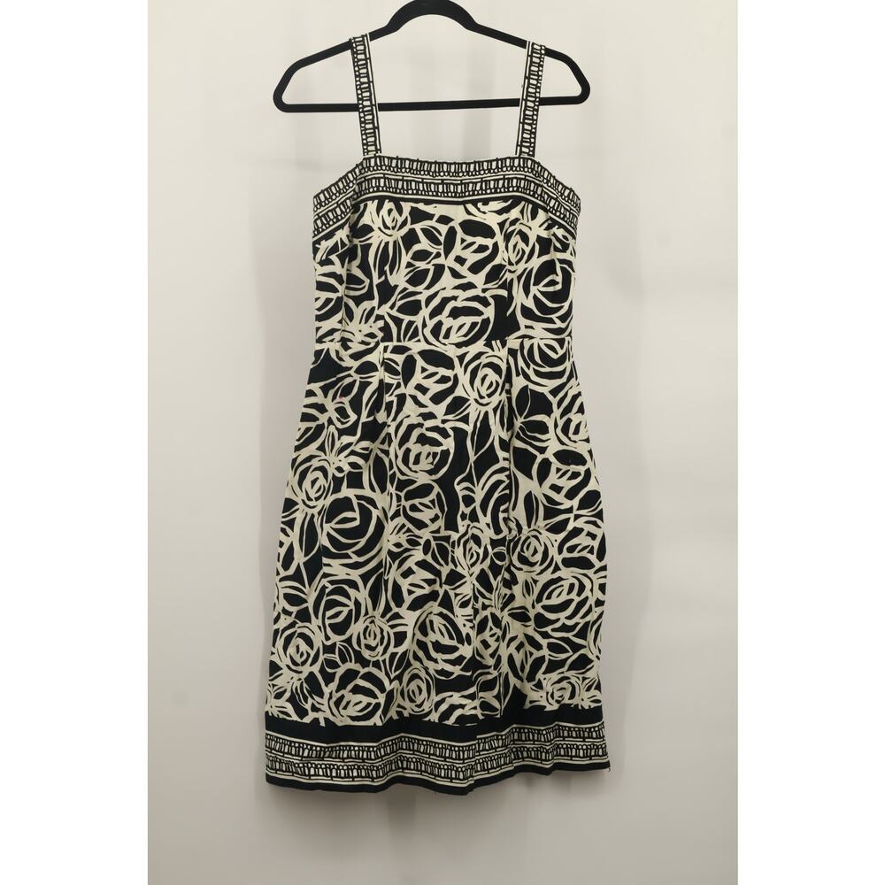 Madison Leigh Women's Square Neck Floral Dress Sleeveless Size 10 Black/White